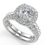 Alexus Halo Rope Twist Cushion Cut Diamond Engagement Ring - Nivetta